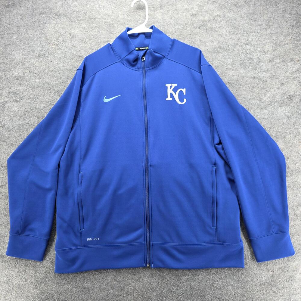 Kansas City Royals Jacket Mens XL Blue MLB Baseball Nike Dri-FIT Zip Front
